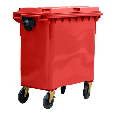 CONTENEDOR 800 LTS.(4 RUEDAS) TAPA PLANA ROJO