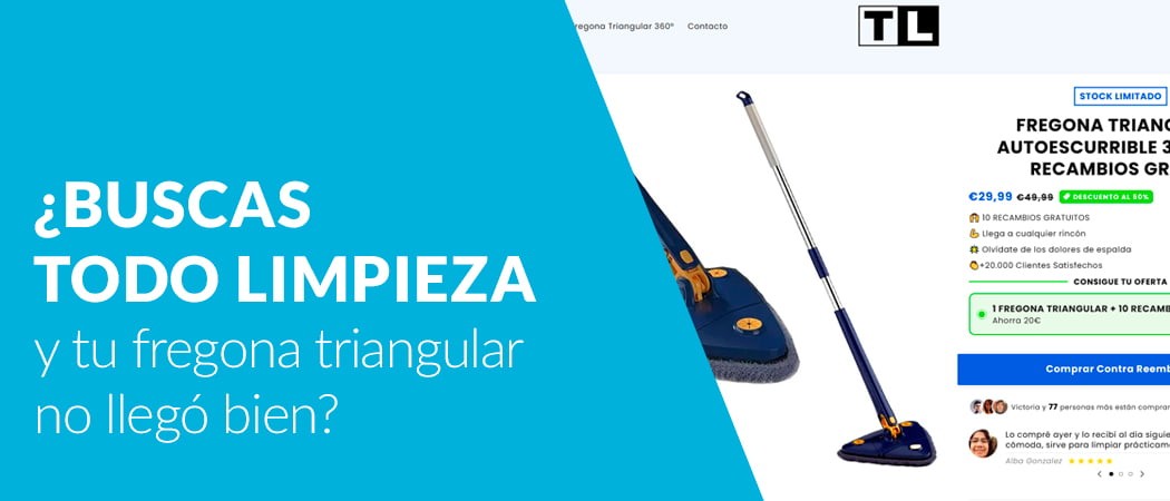 ¿Llegaste aquí buscando "Todo Limpieza" y tu fregona triangular no llegó bien? Aquí te explicamos qué está pasando